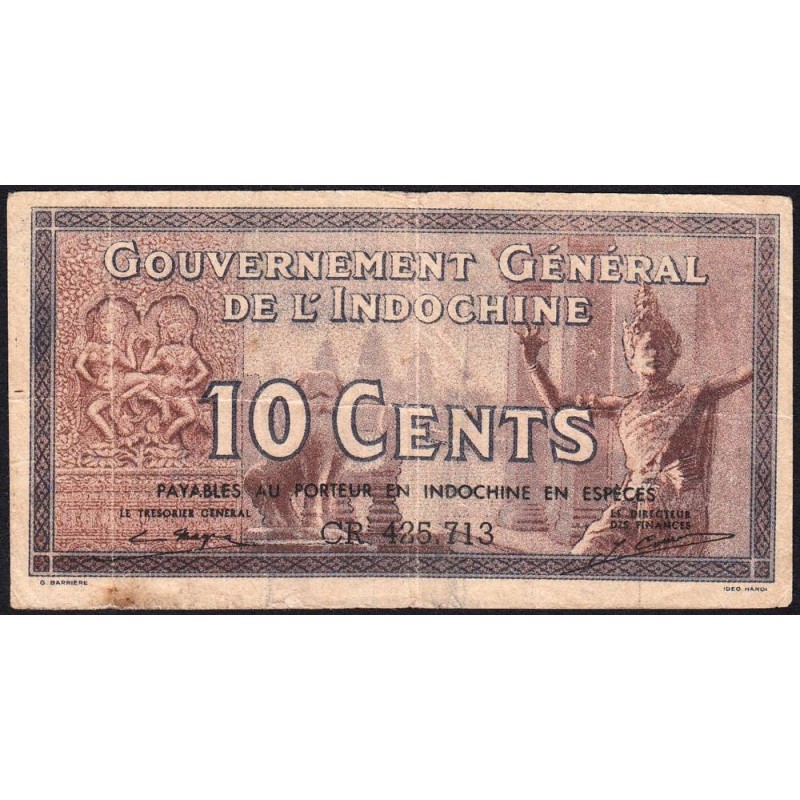 Indochine Française - Pick 85e - 10 cents - Série CR - 1944 - Etat : TB+