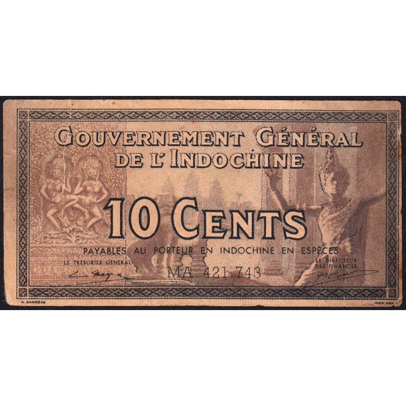 Indochine Française - Pick 85e - 10 cents - Série MA - 1944 - Etat : TB-