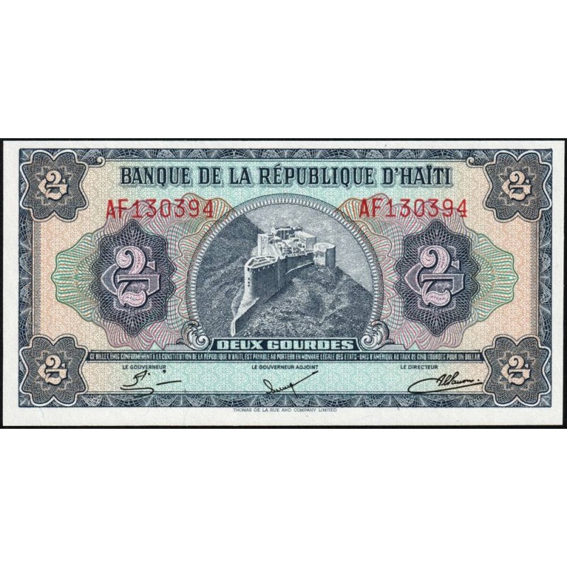 Haïti - Pick 240 - 2 gourdes - Série AF - 17/08/1979 (1984) - Etat : NEUF