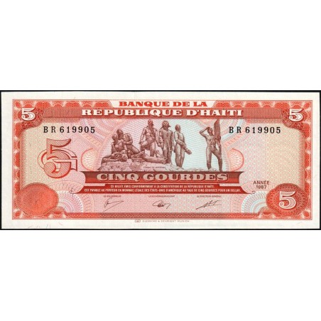 Haïti - Pick 246a - 5 gourdes - Série BR - 1987 - Etat : NEUF