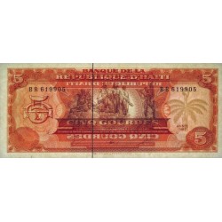 Haïti - Pick 246a - 5 gourdes - Série BR - 1987 - Etat : NEUF