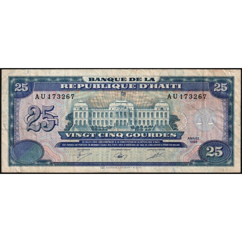 Haïti - Pick 248a - 25 gourdes - Série AU - 1988 - Etat : TB