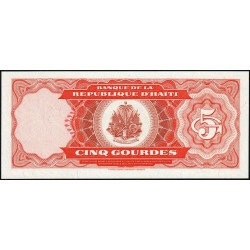 Haïti - Pick 255a_1 - 5 gourdes - Série Y - 1989 - Etat : NEUF