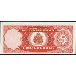 Haïti - Pick 255a_2 - 5 gourdes - Série AB - 1989 - Etat : SPL