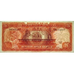 Haïti - Pick 255a_2 - 5 gourdes - Série AB - 1989 - Etat : SPL