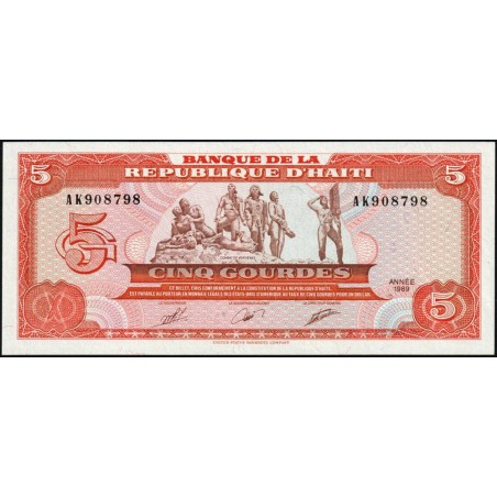 Haïti - Pick 255a_2 - 5 gourdes - Série AK - 1989 - Etat : NEUF