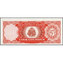 Haïti - Pick 255a_2 - 5 gourdes - Série AK - 1989 - Etat : NEUF