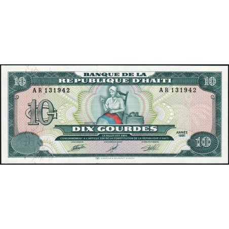 Haïti - Pick 256a - 10 gourdes - Série AR - 1991 - Etat : NEUF