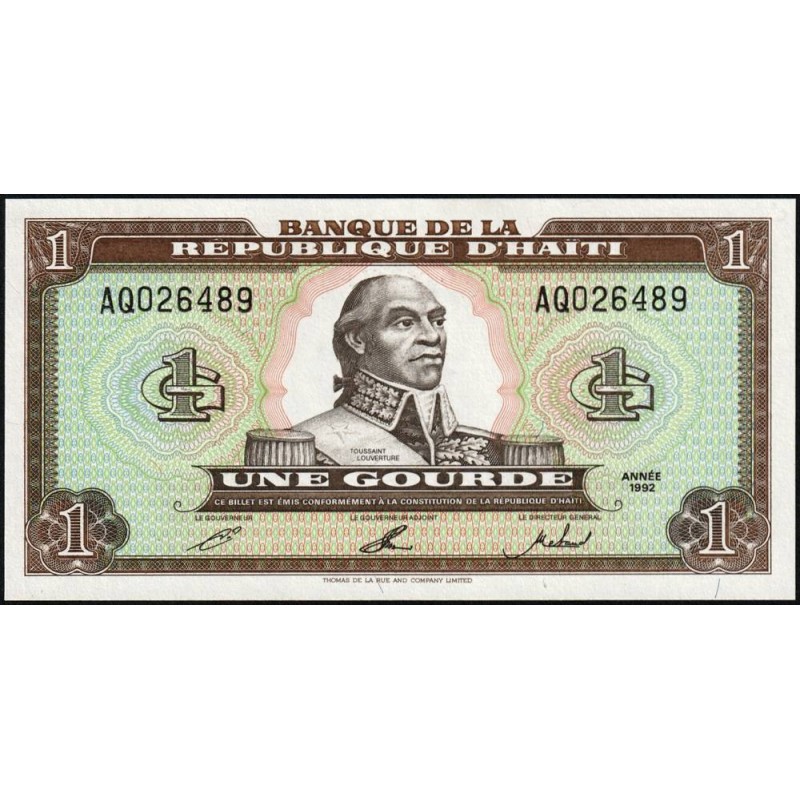 Haïti - Pick 259a_2 - 1 gourde - Série AQ - 1992 - Etat : NEUF
