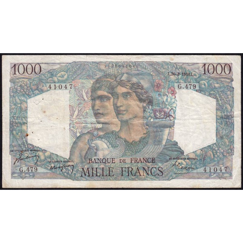 F 41-23 - 26/08/1948 - 1000 francs - Minerve et Hercule - Série G.479 - Etat : TB