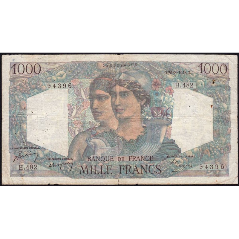 F 41-23 - 26/08/1948 - 1000 francs - Minerve et Hercule - Série H.482 - Etat : TB