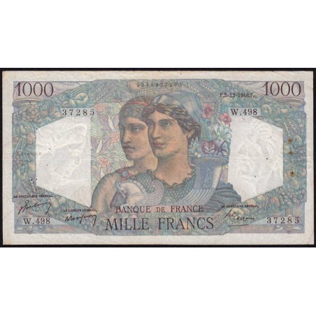 F 41-24 - 02/12/1948 - 1000 francs - Minerve et Hercule - Série W.498 (remplacement) - Etat : TB+