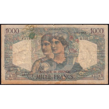 F 41-25 - 17/02/1949 - 1000 francs - Minerve et Hercule - Série Q.520 - Etat : B
