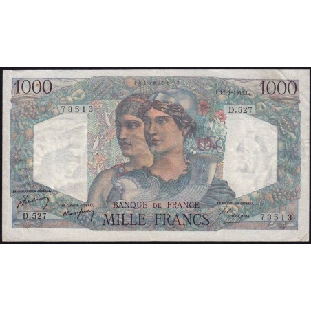 F 41-25 - 17/02/1949 - 1000 francs - Minerve et Hercule - Série D.527 - Etat : TTB+