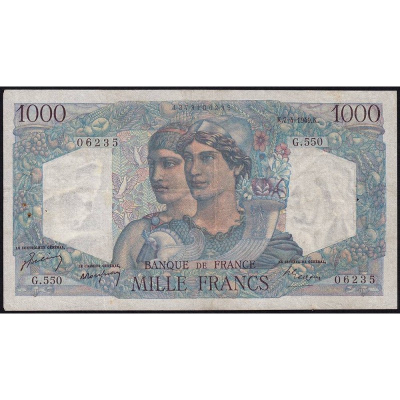 F 41-26 - 07/04/1949 - 1000 francs - Minerve et Hercule - Série G.550 - Etat : TB+