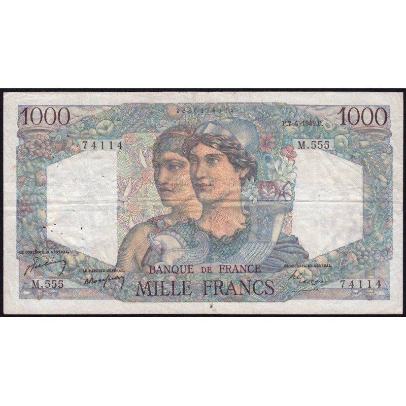 F 41-26 - 07/04/1949 - 1000 francs - Minerve et Hercule - Série M.555 - Etat : TB+