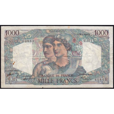 F 41-27 - 30/06/1949 - 1000 francs - Minerve et Hercule - Série U.571 - Etat : TB