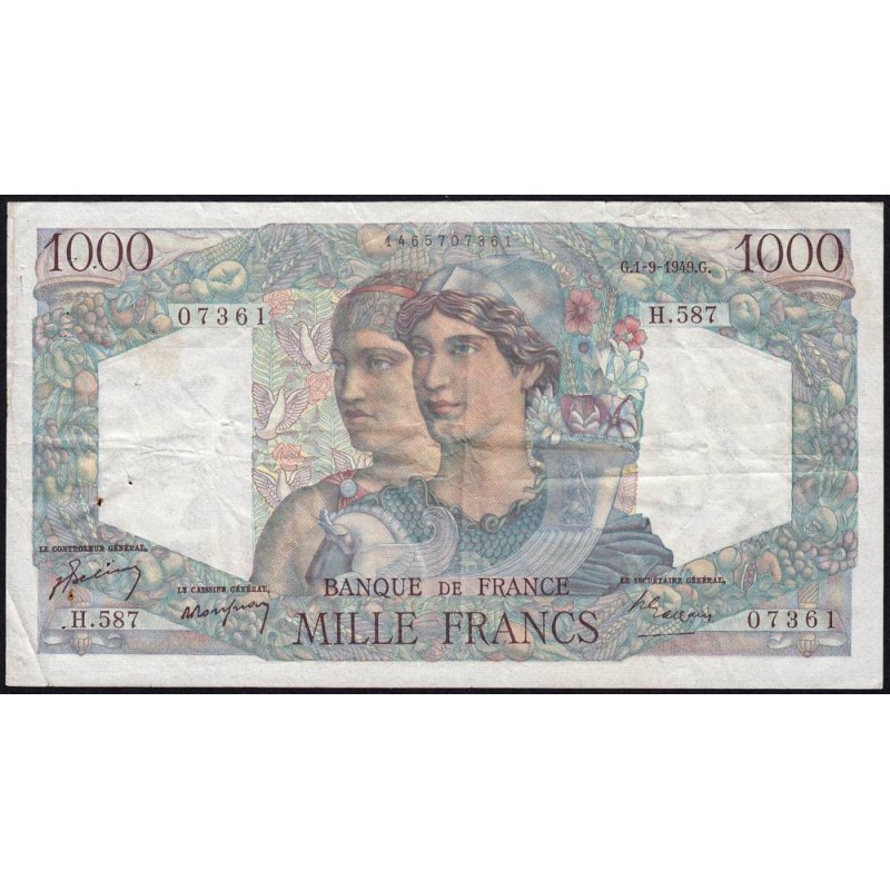 F 41-28 - 01/09/1949 - 1000 francs - Minerve et Hercule - Série H.587 - Etat : TTB-