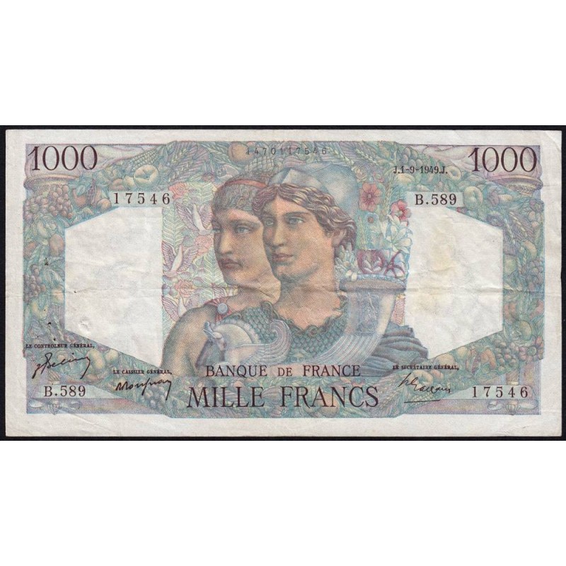 F 41-28 - 01/09/1949 - 1000 francs - Minerve et Hercule - Série B.589 - Etat : TTB-