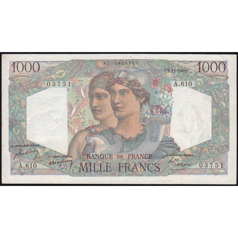 F 41-29 - 03/11/1949 - 1000 francs - Minerve et Hercule - Série A.610 - Etat : TTB