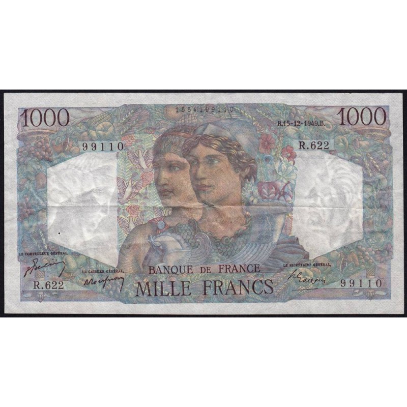 F 41-30 - 15/12/1949 - 1000 francs - Minerve et Hercule - Série R.622 - Etat : TB+