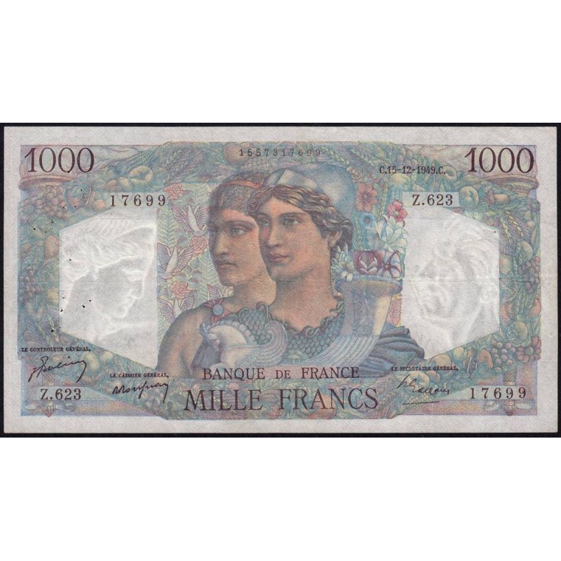 F 41-30 - 15/12/1949 - 1000 francs - Minerve et Hercule - Série Z.623 - Etat : TTB