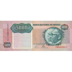 Angola - Pick 130c - 5'000 kwanzas - Série DM - 04/02/1991 - Etat : TTB