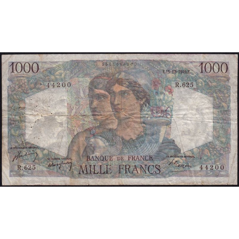 F 41-30 - 15/12/1949 - 1000 francs - Minerve et Hercule - Série R.625 - Etat : B+