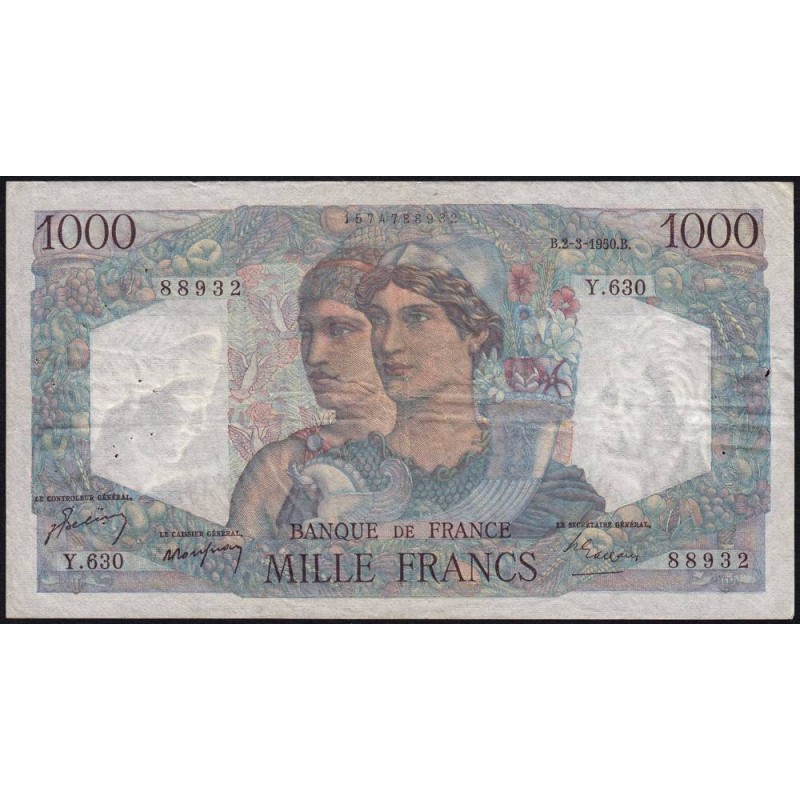 F 41-31 - 02/03/1950 - 1000 francs - Minerve et Hercule - Série Y.630 - Etat : TB+