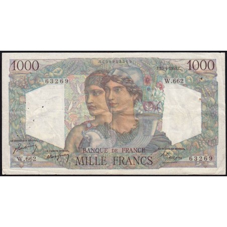 F 41-32 - 20/04/1950 - 1000 francs - Minerve et Hercule - Série W.662  (remplacement) - Etat : TTB