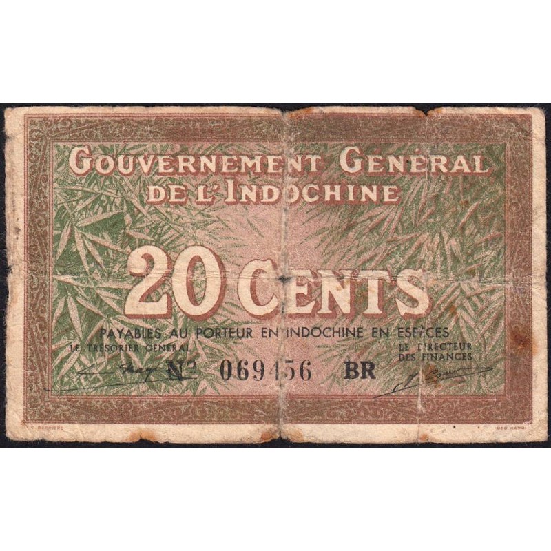 Indochine Française - Pick 86d - 20 cents - Série BR - 1943 - Etat : B