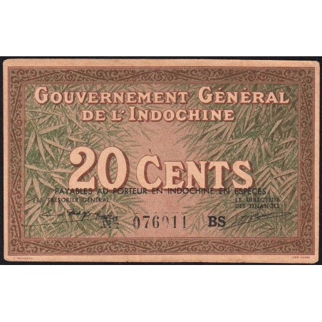 Indochine Française - Pick 86d - 20 cents - Série BS - 1943 - Etat : SUP