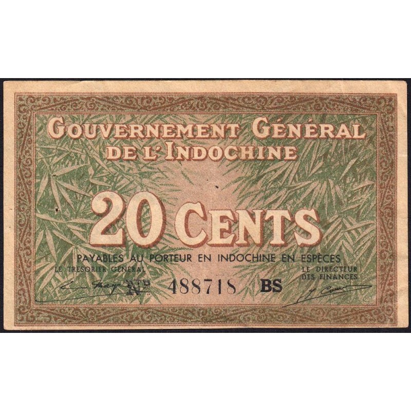 Indochine Française - Pick 86d - 20 cents - Série BS - 1943 - Etat : TTB