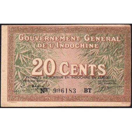 Indochine Française - Pick 86d - 20 cents - Série BT - 1943 - Etat : SUP