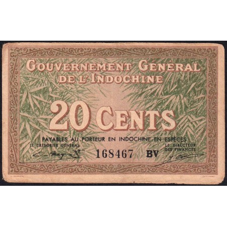 Indochine Française - Pick 86d - 20 cents - Série BV - 1943 - Etat : TB+