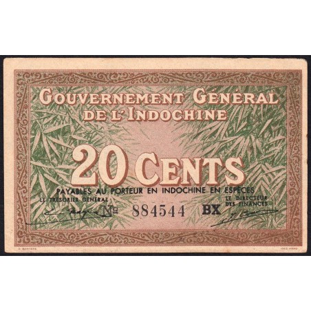 Indochine Française - Pick 86d - 20 cents - Série BX - 1943 - Etat : TTB+