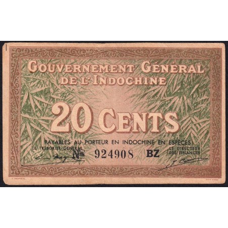Indochine Française - Pick 86d - 20 cents - Série BZ - 1943 - Etat : TB+