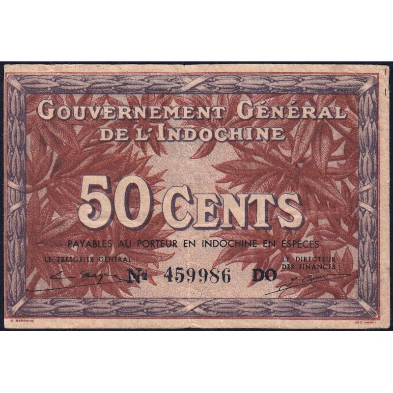 Indochine Française - Pick 87d - 50 cents - Série DO - 1943 - Etat : TB