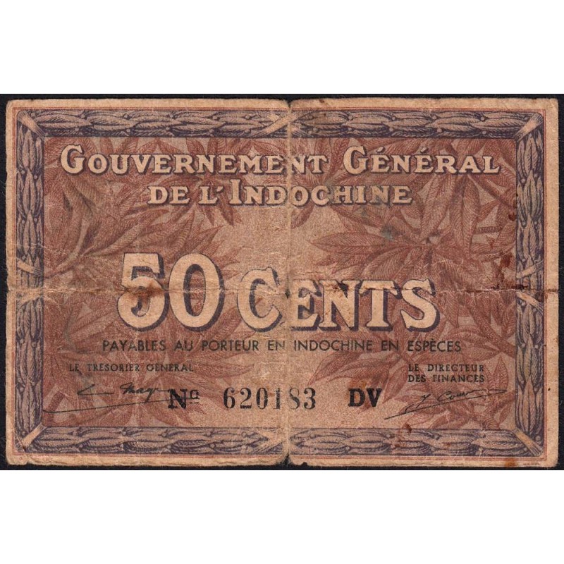 Indochine Française - Pick 87d - 50 cents - Série DV - 1943 - Etat : B