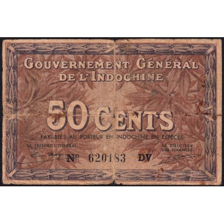 Indochine Française - Pick 87d - 50 cents - Série DV - 1943 - Etat : B