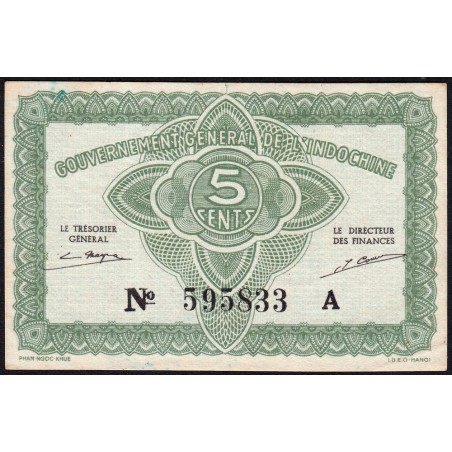 Indochine Française - Pick 88a_1 - 5 cents - Série A - 1943 - Etat : SPL