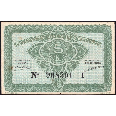 Indochine Française - Pick 88a_1 - 5 cents - Série I - 1943 - Etat : SPL