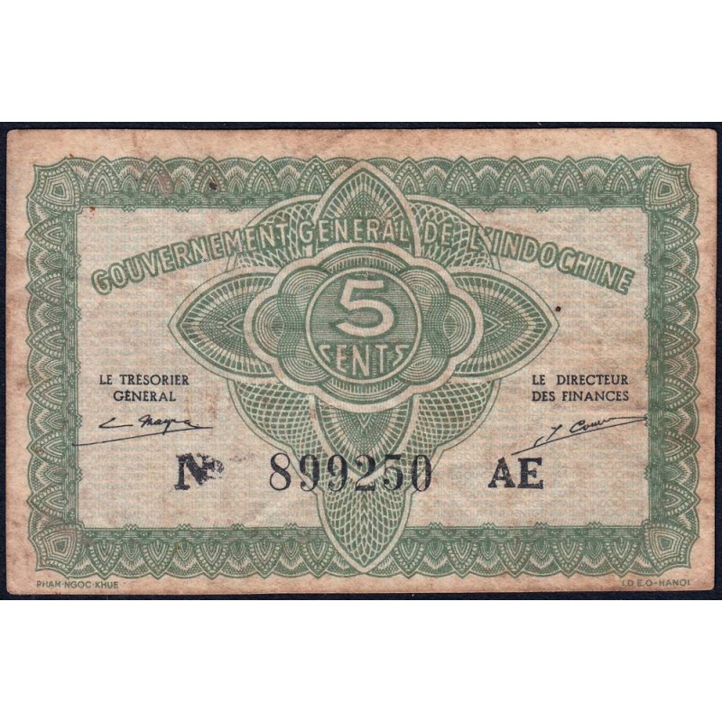 Indochine Française - Pick 88a_2 - 5 cents - Série AE - 1943 - Etat : TB