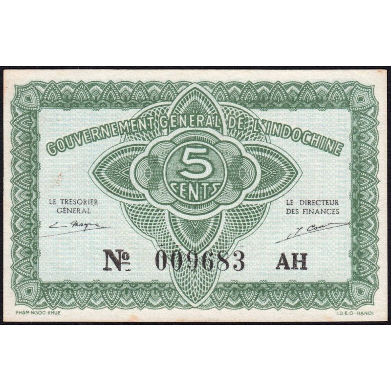 Indochine Française - Pick 88a_2 - 5 cents - Série AH - 1943 - Etat : NEUF
