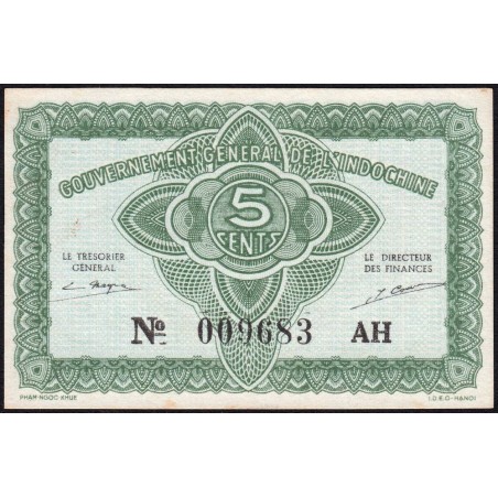 Indochine Française - Pick 88a_2 - 5 cents - Série AH - 1943 - Etat : NEUF