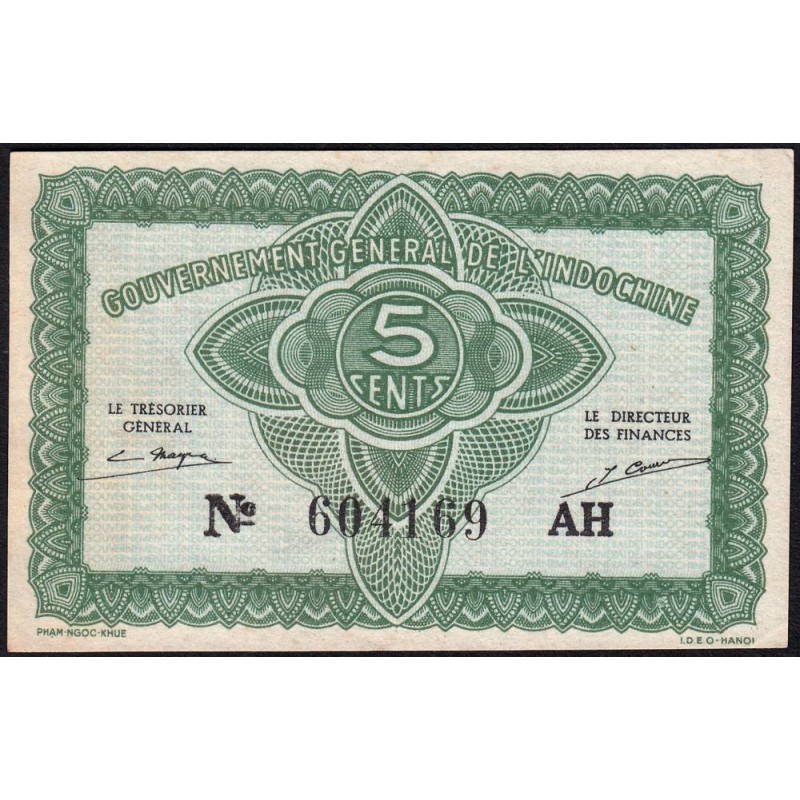 Indochine Française - Pick 88a_2 - 5 cents - Série AH - 1943 - Etat : SUP+