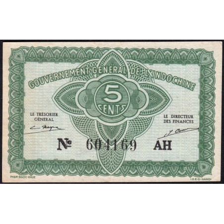 Indochine Française - Pick 88a_2 - 5 cents - Série AH - 1943 - Etat : SUP+