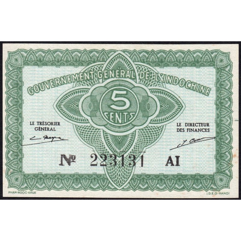 Indochine Française - Pick 88a_2 - 5 cents - Série AI - 1943 - Etat : SPL