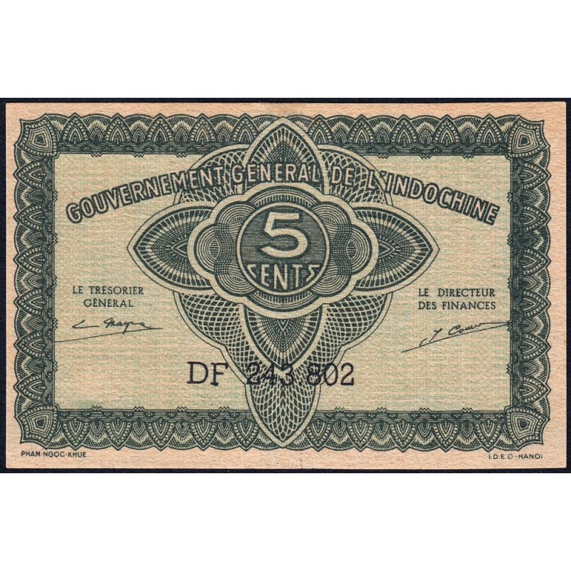 Indochine Française - Pick 88b - 5 cents - Série DF - 1944 - Etat : SPL