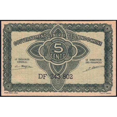 Indochine Française - Pick 88b - 5 cents - Série DF - 1944 - Etat : SPL